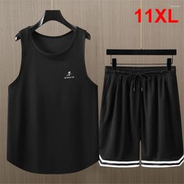 Men's Tracksuits Sets Summer Vests Shorts Suits Plus Size 11XL Fashion Casual Tops Tees Male Big Cool