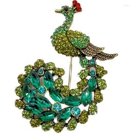 Brooches Women's Vintage Badge Beautiful Sapphire Blue Crystal Rhinestone Peacock Brooch Jewellery Pin Accessories Animal