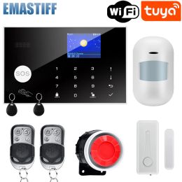 System Wifi GSM Alarm System 433MHz Home Burglar Security Alarm Wireless Wired Detector RFID Touch Keyboard Temperature Humidity Alexa