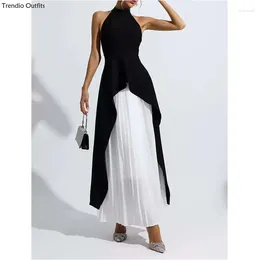 Casual Dresses Trendio Two Piece Sets For Women Sleeveless Backless Summer Pencil Dress Waist A Line Skirt Irregular Female Set