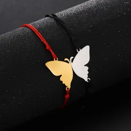Link Bracelets Butterfly Bracelet Couple Family Gift For Woman Man Sister Friend Stainless Steel Gold Colour Fashion Trendy Jewellery