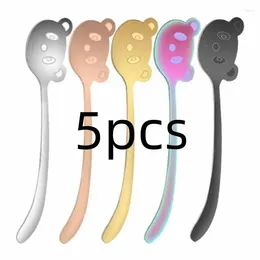Coffee Scoops 5PCS 304 Stainless Steel Mixed Spoon Cartoon Children Panda Pattern To Eat Tableware