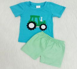 2020 Toddler Boy Designer Clothes Summer Set White Blue Print Short Sleeve Tshirt Pants 2Pcs Outfit Milk Silk Kids Boys Boutique 5729631