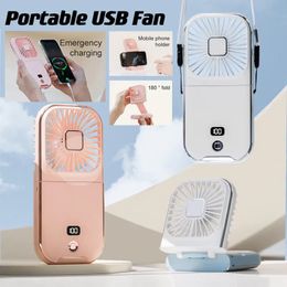 Mini Portable Outdoor Hand Fan Hanging Neck Fan USB Charging 3000mAh Battery Powered 180° Folding Wireless Table Air Cooling Fan 240403