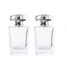 Storage Bottles Atomizer Bottle 10Pcs Square Shape Clear Glass Vials 30ml Cosmetic Container Silver Lid Spray Packaging Refillable