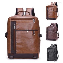 Storage Bags Men's Business Travel Backpack Large Capacity PU Retro Port Style Leisure Computer Bag