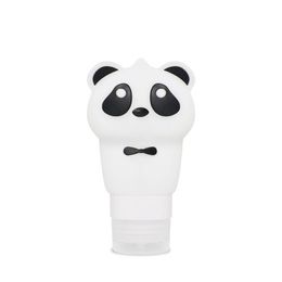 new 2024 1pcs 60/90ml Cute Shape Bamboo Panda Travel Shampoo Gel Lotion Storage Bottle Leakproof Silicone Cosmetic Refill Containerfor for