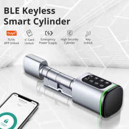 Lock Zemismart Tuya BLE Smart Digital Lock Electronic DIY Cylinder Door Lock APP Key IC Card Password Unlock for Home Security