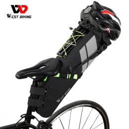Lights West Biking 1017l Bike Saddle Bag Waterproof Reflective Cycling Mtb Bicycle Travel Pannier Large Capacity Foldable Rear Bags