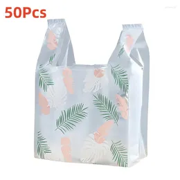 Gift Wrap 50Pcs Food Plastic Bags Fashion Feather Pattern Vest Bag Christmas Wedding Party Candy Cookie Wrapping Decor