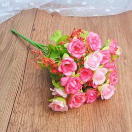 Decorative Flowers 22cm Artificial Fake Rose Bouquet Simulation For Wedding Party Home Decoration