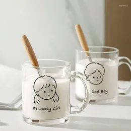 Mugs Cute Milk Mug Coffee Glass Cartoon Water Cup Breakfast Cereal For Office Couple Girls Boys Gift