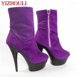 Dance Shoes Arrived 6 Colours Sexy 15cm Ultra Thin High Heels Boots Plus Big Size Soft Leather Ankle