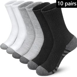 Sports Socks 10 Pairs Of Men Striped Solid Colour Minimalist And Odour Resistant Medium Length Rubber Band Cotton