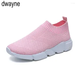 Casual Shoes Plus Size Breathable Air Mesh Sneakers Women Spring Summer Slip On Platform Knitting Flats Soft Walking Woman Hjm78