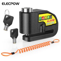 Kits Elepow Motorcycle Bicycle AntiTheft Alarm Disc Brake Lock 110dB Waterproof Scooter Bike Wheel Security Padlock + Reminder Rope