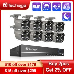 System Techage Security Camera System 8ch 5mp Hd Poe Nvr Kit Cctv Two Way Audio Ai Face Detect Outdoor Video Surveillance Ip Camera Set