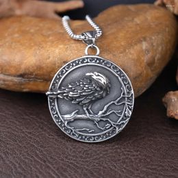 Pendant Necklaces Vintage Nordic Odin Crow For Men Stainless Steel Creative Viking Compass Amulet Jewellery Accessories Wholesale