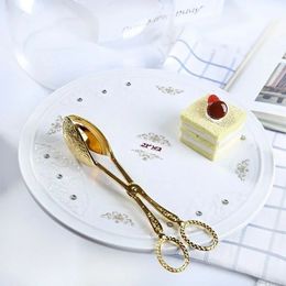 NEW Food Tong Gold-plated Snack Cake Clip Salad Bread Pastry Clamp Baking Barbecue Tool Fruit Salad Cake Clip Kitchen Utensils