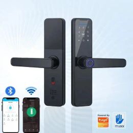 Lock 2023 Tuya TTLOCK App Ble Electric Keyless Biometric Fingerprint Password Digital Smart Apartment Room Entry Door Handle Locks