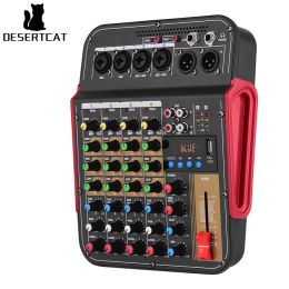 Megaphone Desertcat Wireless 4channel Mixer Audio Professional Portable Sound Mixing Console Usb Interface Builtin 48v Phantom Power