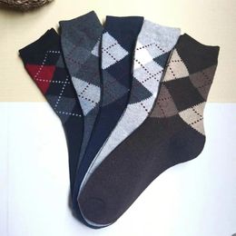 Men's Socks 5 Pairs Mens Patchwork Diamond Patterned Wool Warm Winter Men Thicken Soft Cold Weather Comfortable Boots