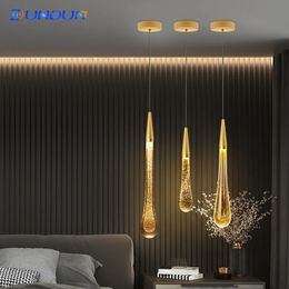 Crystal Led Pendant Lights For Bedroom Dining Room bar Water drop Chandelier Stair lamp interior decoration Hanging lamps 240320