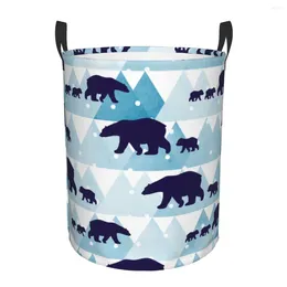 Laundry Bags Folding Basket Polar Bear Mother Her Child With Round Storage Bin Large Hamper Collapsible Clothes Toy Bucket Organiser