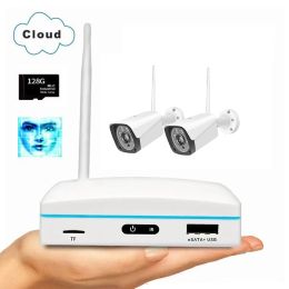 System HESEE Wifi Home Security Systems 3MP Face Recognition Outdoor Waterproof P2P Wireless CCTV Smart Camera Set NVR Mini Portable