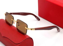 Classic Square Men Sunglasses Brand Optical Frames Clear Brown Lenses Golden Metal Decorative Designer Wooden Legs Featured Glasse5194184