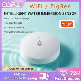 Detector Tuya ZigBee 3.0 Water Leakage Alarm Smart Home Life APP Remote Monitoring Security Protection Detector Sensor