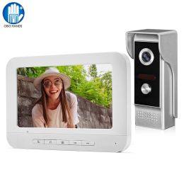 Intercom Wired Video Doorbell Intercom System 7 inch Colour Monitor Panel with Night Vision Video Camera Door Phone Twoway Audio Home Use