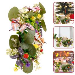 Decorative Flowers Garland Wreath Holder Fake Leaf Rings Decor Front Door Artificial Plant Plants &