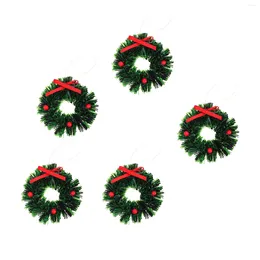 Decorative Flowers Holiday Dollhouse Accessories Christmas Wreath Miniture Decoration Craft Wreaths
