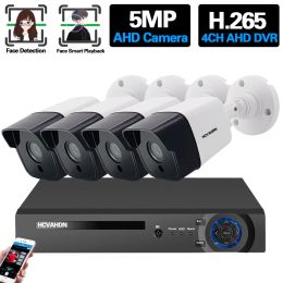 System 5MP CCTV IP DVR Home Security Camera System 4 Channel Outdoor Video Surveillance System Kit 4CH AHD DVR Camera Set H.265 XMEYE