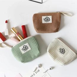 Cosmetic Bags Portable Soft Square Flower Coin Money Wallet Pouch With Wrist Rope Mini Lipstick Organiser Bus ID Holder