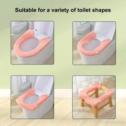 Toilet Seat Covers Warm Cover Soft Comfortable Pad Button Design Washable Reusable Bathroom Cushion For Comfort Weather