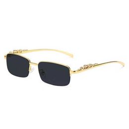 2024 New High Quality 10% OFF Luxury Designer New Men's and Women's Sunglasses 20% Off Fashion half frame metal cheetah head optical glasses net Red Street Photo Women