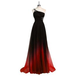 Dresses 2019 Newest Colourful Chiffon Long Gradient Evening Dresses With Floorlength Beaded Crystals Ombre Formal Prom Party Gown Vestido