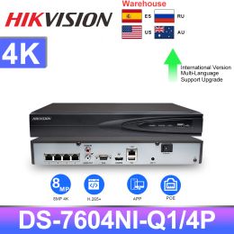 Recorder Hikvision NVR 4CH POE DS7604NIQ1/4P 4K 8MP sieciowy rejestrator wideo System monitoringu i ochrony CCTV ochrona domu