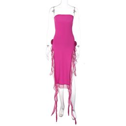 Ins Style New Womens Dress Sexy Style Wrapped Chest Splice Lace Open Leg Medium Dress Women H3I7 9WA3