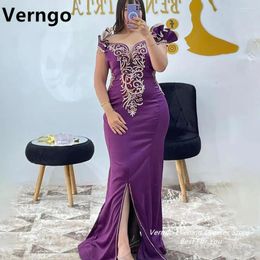 Party Dresses Verngo Blue/Red/Purple Off The Shoulder Sleevless Evening Gown Sweetheart Mermaid Side Slit Applique Tassel Long Dress