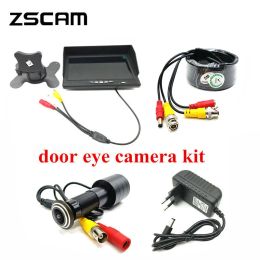 System Home Security CCTV Kit IMX307 0.0001 Lux Door Eye 1080P AHD Peephole Camera With 7 lnch AHD IPS Monitor DVR Wired Video Recorder