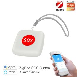 Control Tuya ZigBee 3.0 SOS Button Sensor Alarm Elderly Children Alarm Waterproof Emergency Help Switch Smart Life App Remote Control