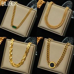 Pendant Necklaces EILIECK 316L Stainless Steel Gold Colour Thick Chain Necklace For Women Punk Non-fading Choker Jewellery Gift Party