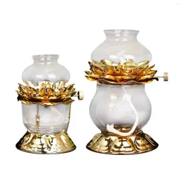 Party Decoration Vintage Style Oil Lamp Decorative Lotus Flower Lantern Candle Light For Indoor Holiday Church Gifts