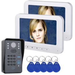 Doorbells 7" TFT 2 Monitors RFID Password Video Door Phone Intercom Doorbell System With IRCUT Camera 1000 TV Line Access Control System