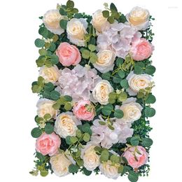 Decorative Flowers 40X60CM Artificial Rose Wedding Supplies Plant Wall Green Hanging Eucalyptus Background Plastic False Grass