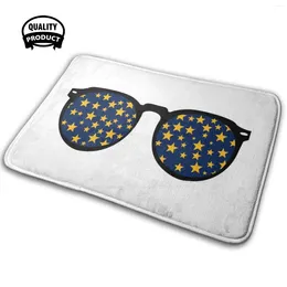 Carpets Blue And Gold Star Sunglasses 3D Household Goods Mat Rug Carpet Cushion Marian University Yellow Knights Knight