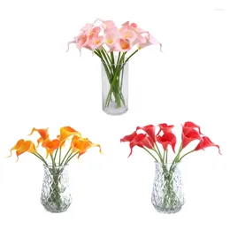 Decorative Flowers 10pcs PU Fake Flower Artificial Calla-Lily For Home Decorations Wedding Bouquet